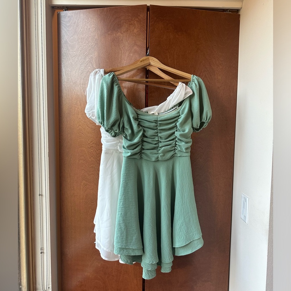 2 Altar’d State Edwina Puff Sleeve Mini Dress Bundle